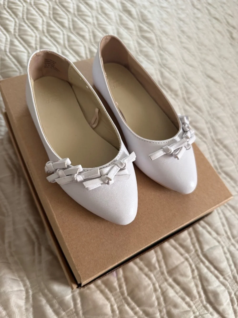 Janie & Jack Girls White Leather Flats - 10Y